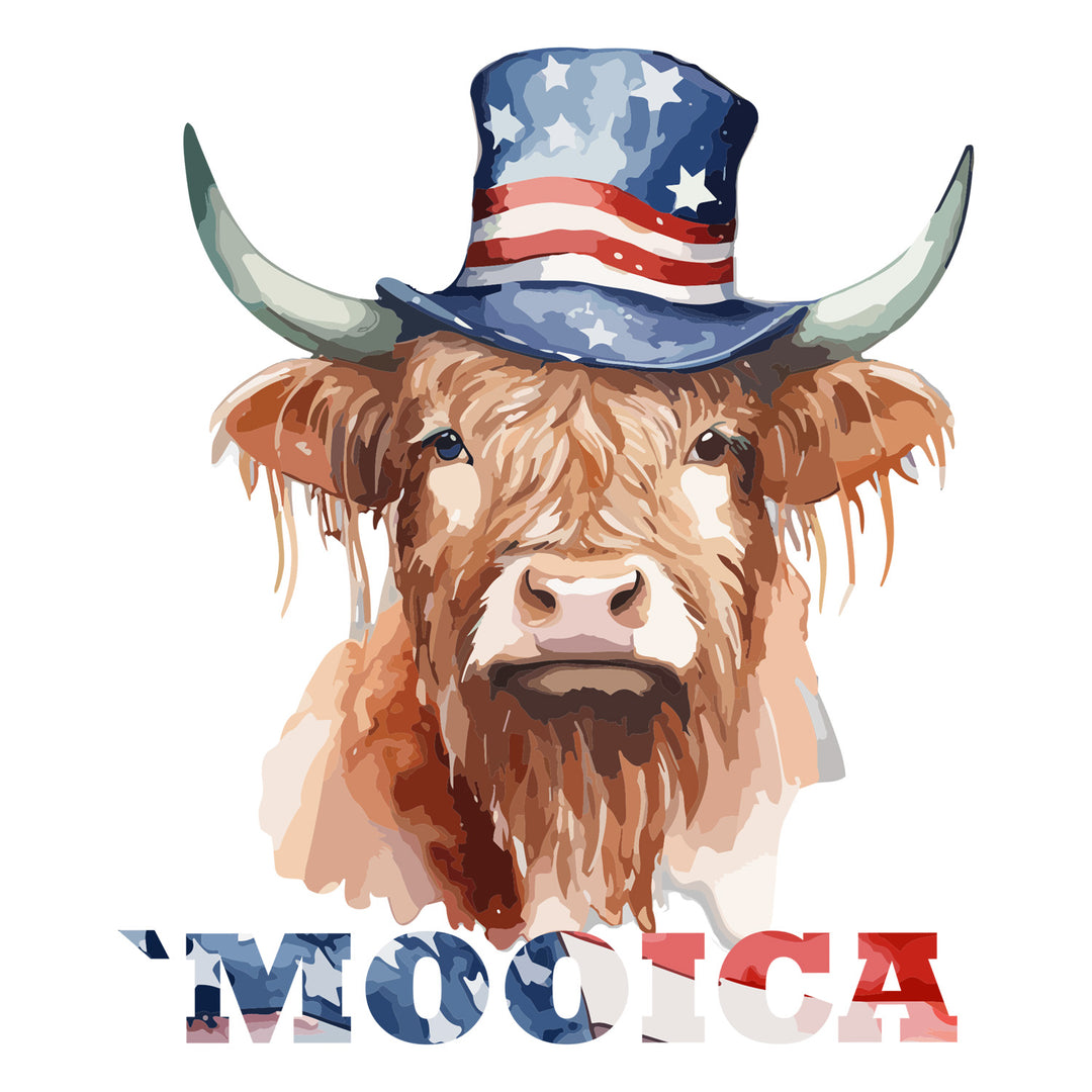 USA Highland Cow: Mooica - DTF Transfer - Direct-to-Film