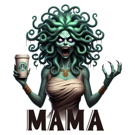 Horror Mama: Medusa's Coffee Elixir - DTF Transfer - Direct-to-Film