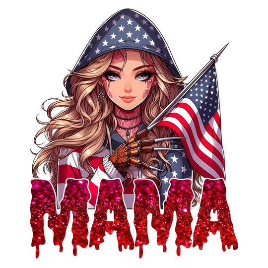 Horror Mama: Patriotic Female Freddy - DTF Transfer - Direct-to-Film