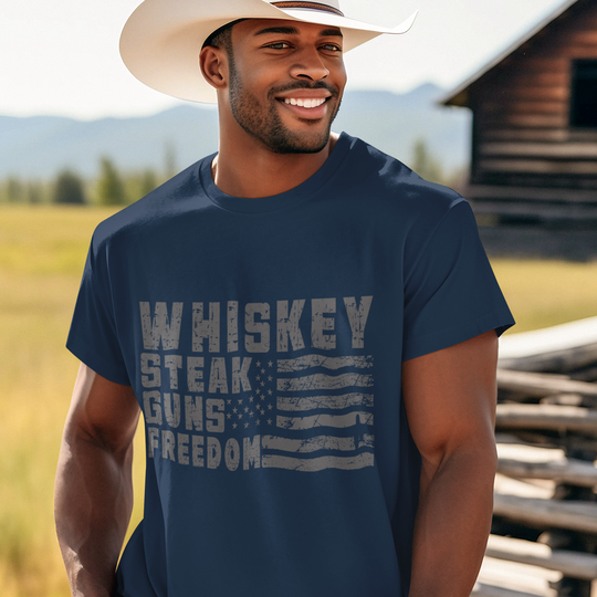 Whiskey: Whiskey Steak Guns Freedom - DTF Transfer - Direct-to-Film