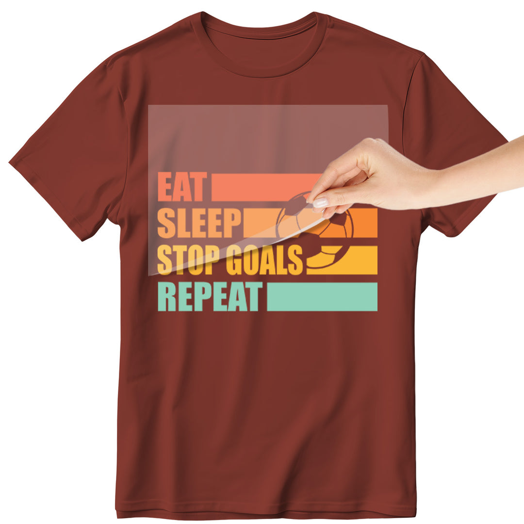 Soccer: Eat Sleep Stop Goals Repeat - DTF Transfer - Direct-to-Film