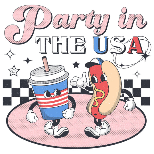 Retro 4th July: Party In The USA - DTF Transfer - Direct-to-Film