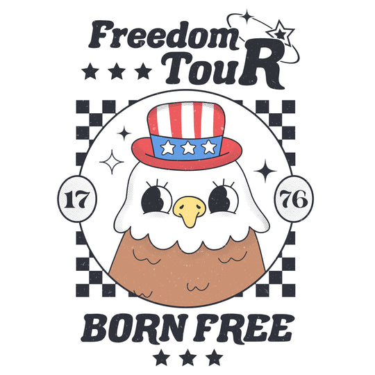 Retro 4th July: Freedom Tour Born Free - DTF Transfer - Direct-to-Film