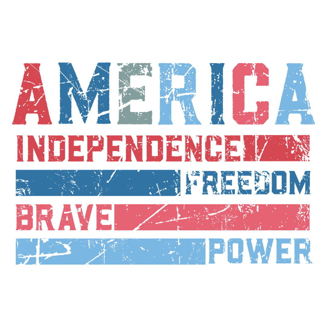 Retro 4th July: America. Independence. Freedom. Brave. Power - DTF Transfer - Direct-to-Film