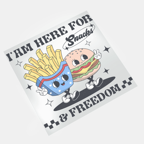 Retro 4th July: I'm Here For Snacks And Freedom - DTF Transfer - Direct-to-Film