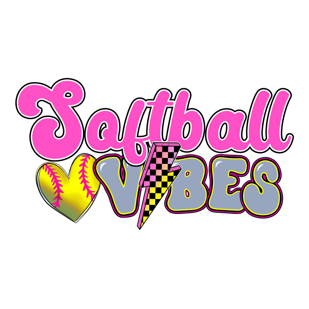 Softball: Softball Vibes - DTF Transfer - Direct-to-Film