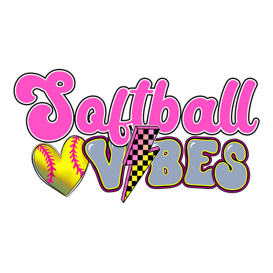 Softball: Softball Vibes - DTF Transfer - Direct-to-Film