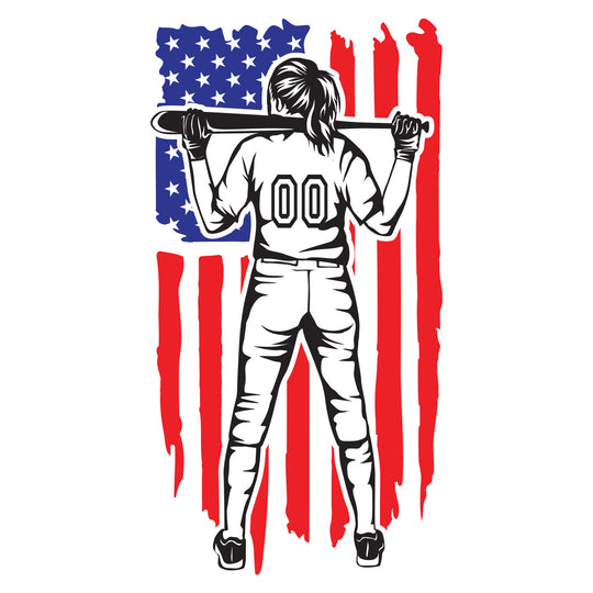 Softball: American Flag Softball - DTF Transfer - Direct-to-Film