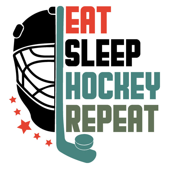 Hockey: Eat Sleep Hockey Repeat - DTF Transfer - Direct-to-Film