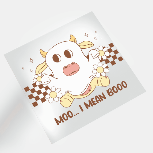 Cute Ghosts: Moo.. I Mean Booo - DTF Transfer - Direct-to-Film