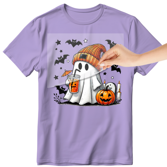 Cute Ghosts: Pumpkin Juice Ghost - DTF Transfer - Direct-to-Film