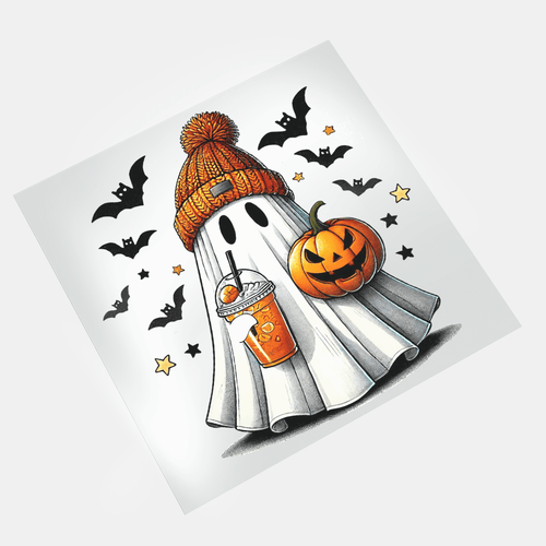 Cute Ghosts: Pumpkin Juice Ghost 2 - DTF Transfer - Direct-to-Film
