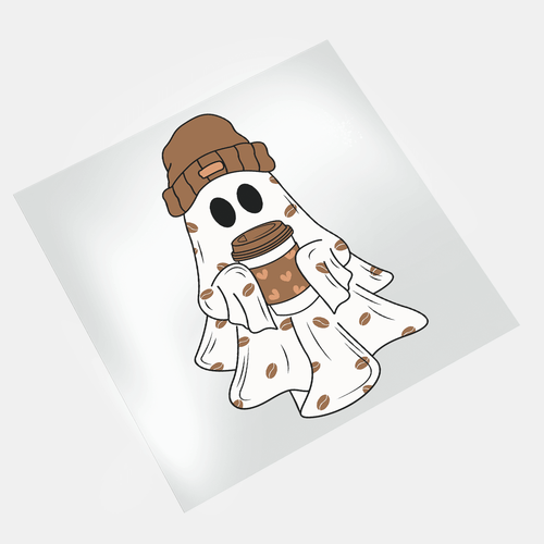 Cute Ghosts: Coffee Ghost - DTF Transfer - Direct-to-Film
