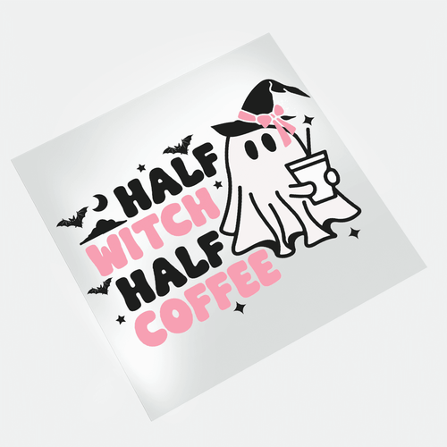 Cute Ghosts: Half Witch Half Coffee - DTF Transfer - Direct-to-Film