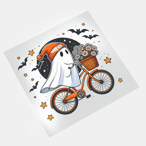Cute Ghosts: Biking Ghost - DTF Transfer - Direct-to-Film