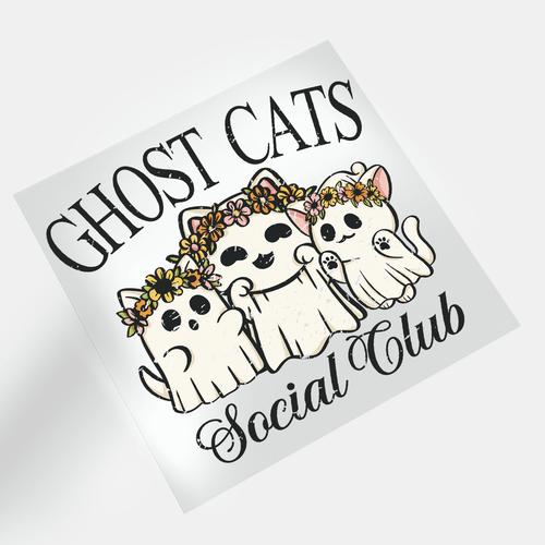 Cute Ghosts: Ghost Cats Social Club - DTF Transfer - Direct-to-Film