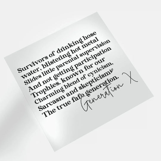 Generation X: Gen  X Survivors  2 - DTF Transfer - Direct-to-Film