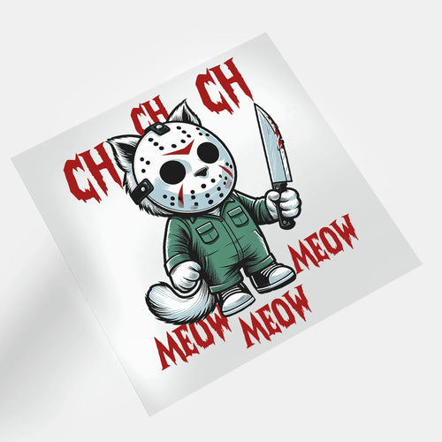 Halloween Funny: Jason Vorhees Cat - DTF Transfer - Direct-to-Film
