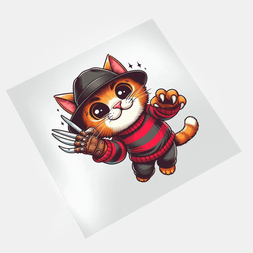 Halloween Funny: Freddy Krueger Cat - DTF Transfer - Direct-to-Film