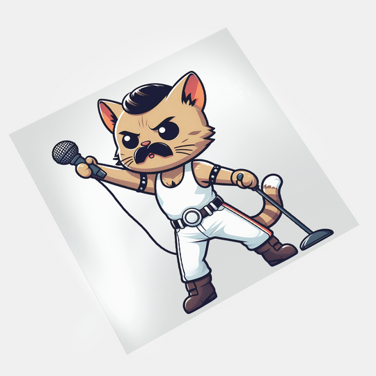 Rock Star Cat: Freddy Mercury Cat - DTF Transfer - Direct-to-Film