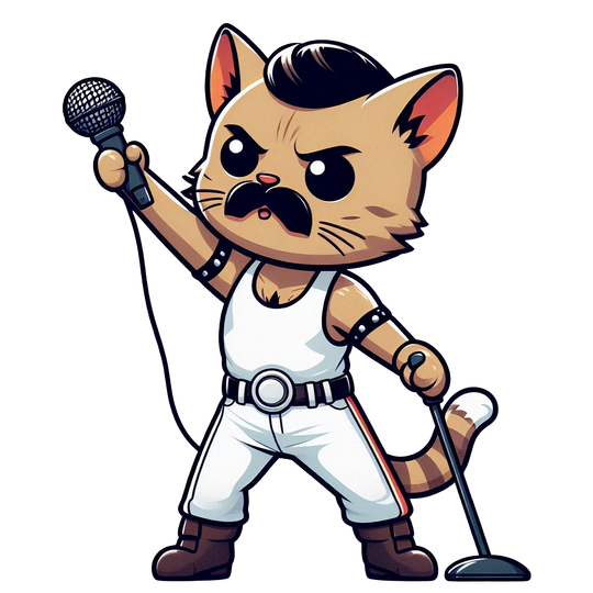 Rock Star Cat: Freddy Mercury Cat - DTF Transfer - Direct-to-Film