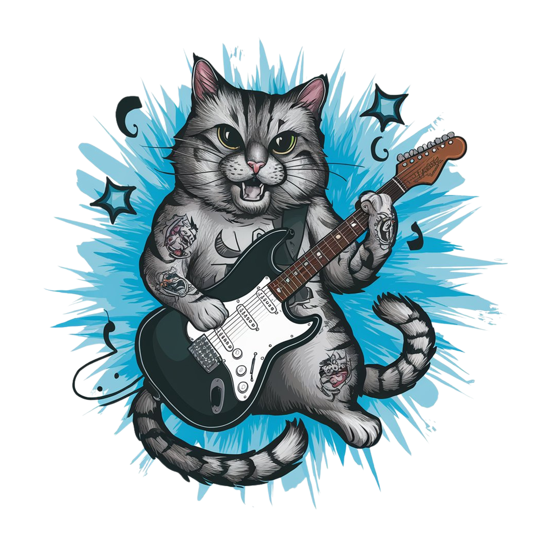 Rock Star Cat: Rock N' Roll Cat - DTF Transfer - Direct-to-Film