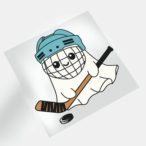Halloween Sport Cute Ghost: Hockey Ghost - DTF Transfer - Direct-to-Film