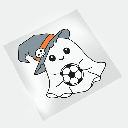 Halloween Sport Cute Ghost: Soccer Ghost - DTF Transfer - Direct-to-Film