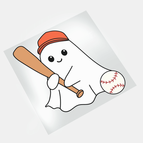 Halloween Sport Cute Ghost: Baseball Ghost 3 - DTF Transfer - Direct-to-Film