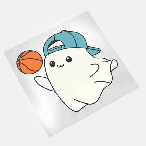 Halloween Sport Cute Ghost: Basketball Ghost 2 - DTF Transfer - Direct-to-Film