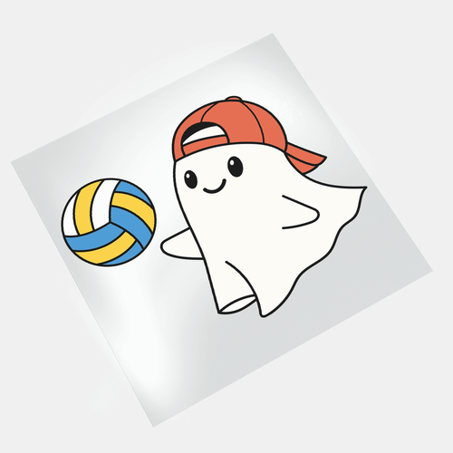 Halloween Sport Cute Ghost: Volleyball Ghost 2 - DTF Transfer - Direct-to-Film