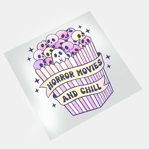 Cute Pink Halloween: Horror Movies And Chill - DTF Transfer - Direct-to-Film