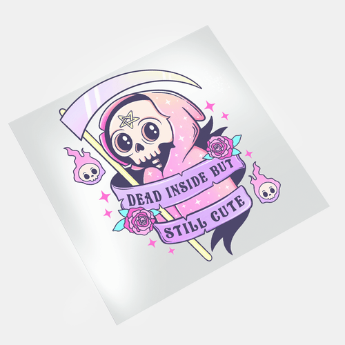 Cute Pink Halloween: Dead Inside But Cute - DTF Transfer - Direct-to-Film