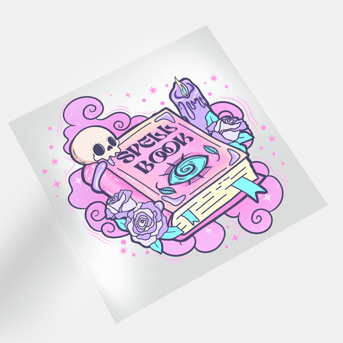 Cute Pink Halloween: Spell Book - DTF Transfer - Direct-to-Film