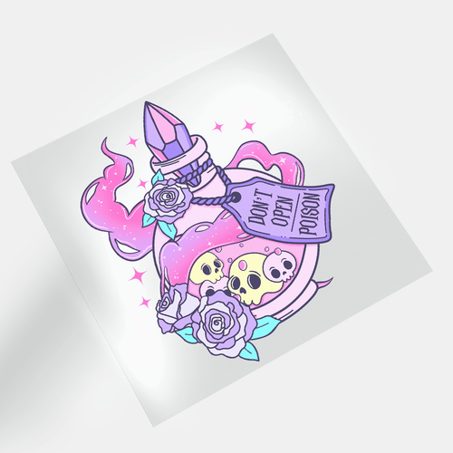 Cute Pink Halloween: Don't Open, Poison - DTF Transfer - Direct-to-Film