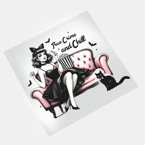 Gothic Pink Halloween: True Crime And Chill - DTF Transfer - Direct-to-Film