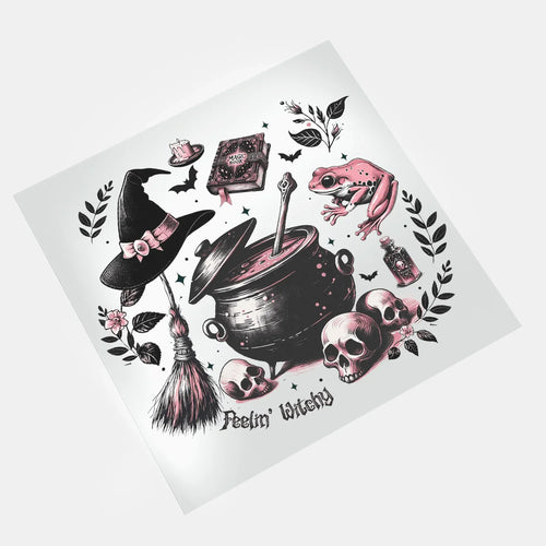 Gothic Pink Halloween: Feelin' Witchy - DTF Transfer - Direct-to-Film