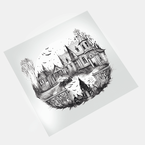 Halloween Town: Watercolor Art - DTF Transfer - Direct-to-Film