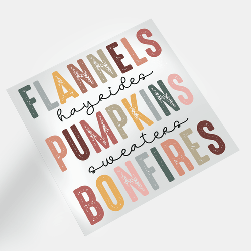 Fall Season: Flannels Pumpkins Bonfires - DTF Transfer - Direct-to-Film
