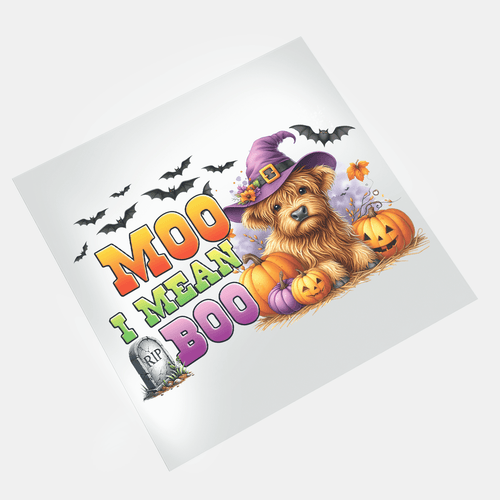 Halloween Heifer Cow: Moo I Mean Boo 1 - DTF Transfer - Direct-to-Film