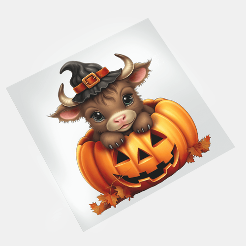 Halloween Heifer Cow: Pumpkin Cow - DTF Transfer - Direct-to-Film