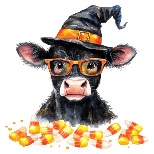 Halloween Heifer Cow: Glasses Cow - DTF Transfer - Direct-to-Film