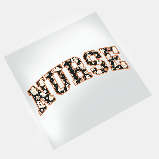 Halloween Nurse: Floral Ghost Nurse - DTF Transfer - Direct-to-Film