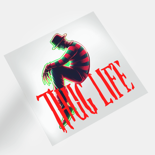 Halloween Neon Horror Movie - Thug Life - Freddy - DTF Transfer - Direct-to-Film