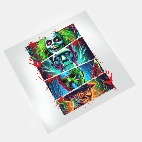 Halloween Neon Horror Movie - Neon Horror Characters - DTF Transfer - Direct-to-Film