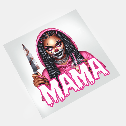 Black Horror Mama - Mama Clown - DTF Transfer - Direct-to-Film