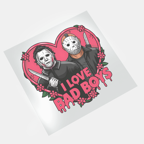 Pink Halloween - I Love Bad Boys - DTF Transfer - Direct-to-Film