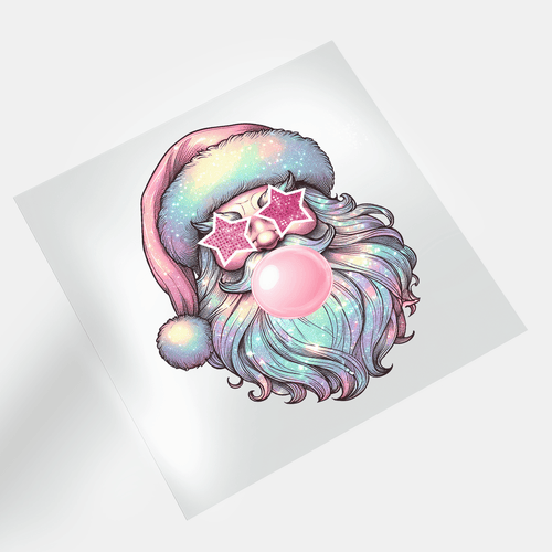 Bubble Gum Santa - Star Santa - DTF Transfer - Direct-to-Film