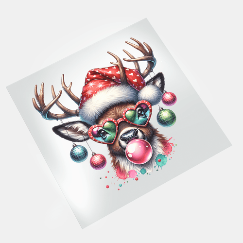 Bubble Gum Santa - Sassy Reindeer 1 - DTF Transfer - Direct-to-Film