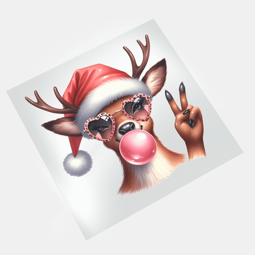 Bubble Gum Santa - Sassy Reindeer 2 - DTF Transfer - Direct-to-Film